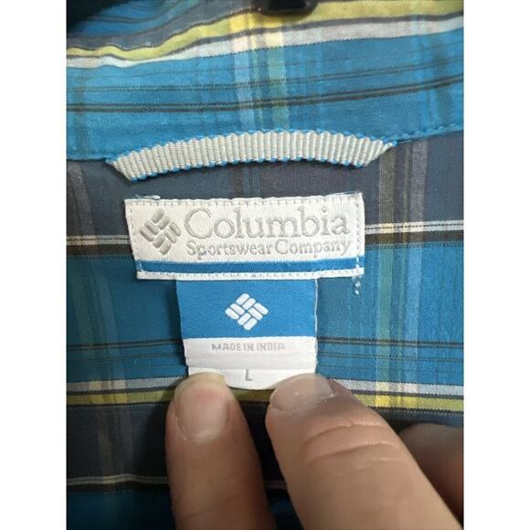 Columbia Shirt Men L Large Blue Button Down Long Sleeve Multi-Color Dress Casual - Picture 3 of 5